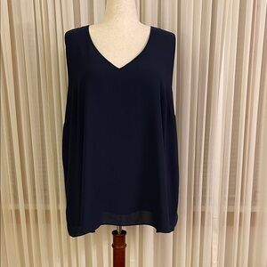 Cato Navy V-Neck Sleeveless Blouse